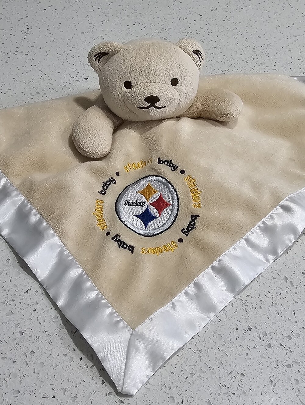 NFL Plush Bear Pittsburgh Steelers Lovey 12" x 12" Baby Fanatic Security Blanket